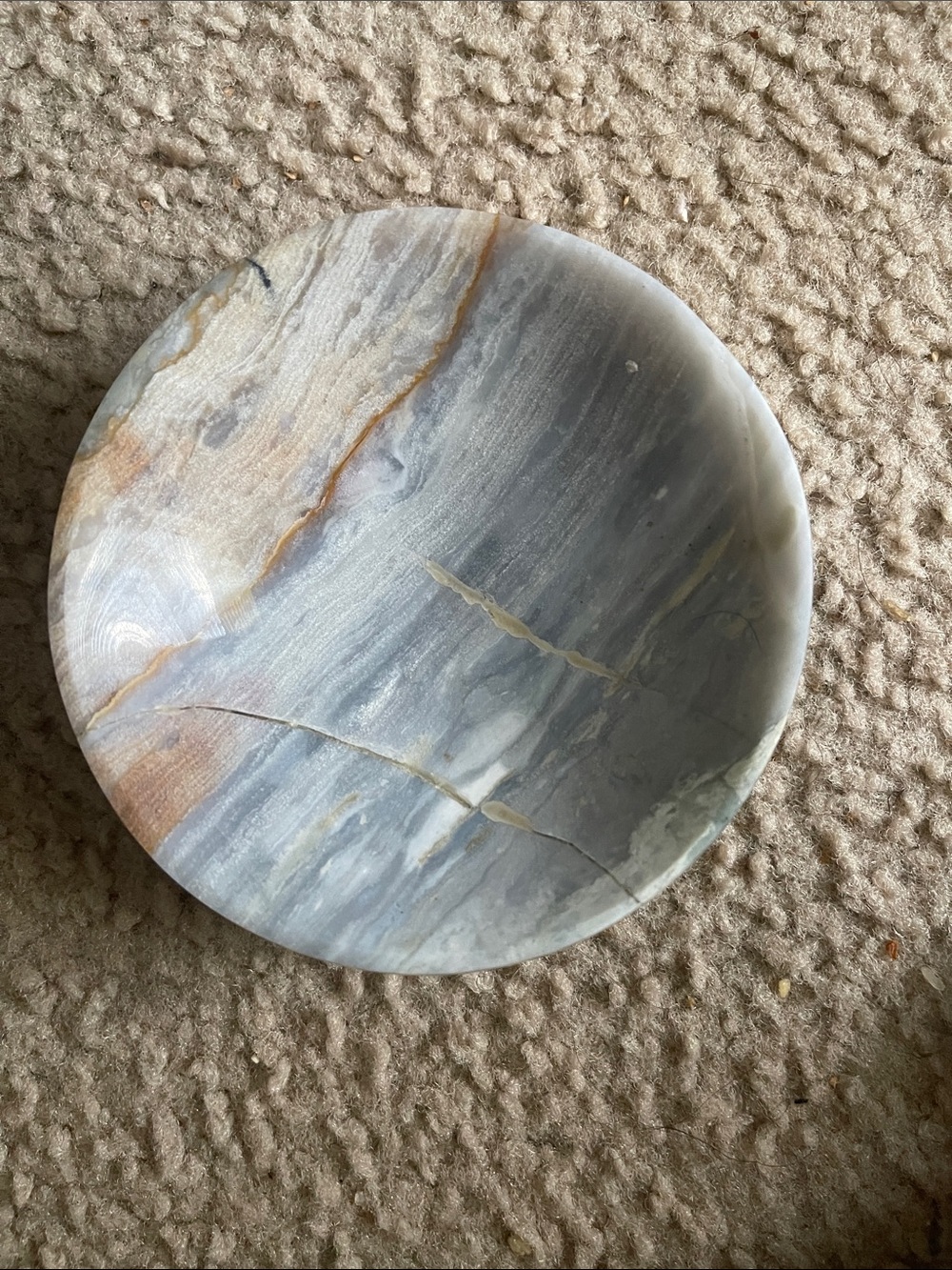 Marble Decorative Dish Bowl in Gray with Beige Veining